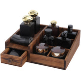 Forest Angle Cologne Organizer top view shows six compartments for tidy vanity storage.