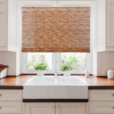 FOREVER BAMBOO Backyard X-Scapes reed roll-up shade closed for soft light