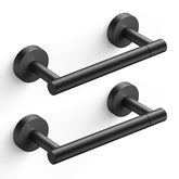 FORIOUS pivoting double-post toilet paper holder in matte black for easy roll changes.