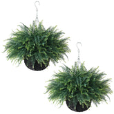 FOTEEWL artificial ferns hanging basket outdoors with lush fronds for porch