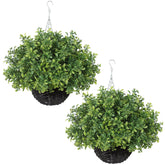 FOTEEWL Boxwood hanging baskets fully assembled for instant porch decoration.