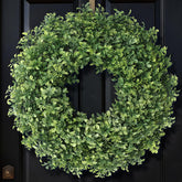 FOTEEWL 26-inch artificial boxwood wreath for front door, year-round curb appeal