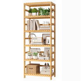 FOTOSOK 6-tier bamboo shelf front view for versatile storage and display