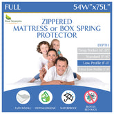 Four Seasons Essentials full-size mattress encasement with zipper protects against spills.