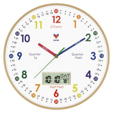 Foxtop learning clock front view with kid-friendly design for time teaching.