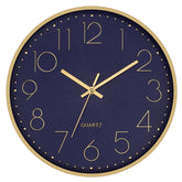 Foxtop modern wall clock with dark blue dial provides clear readability in living rooms