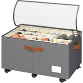 Foyego shoe organizer with wheels and handles for easy moving and reorganization