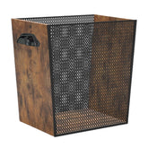 Fozxsvg 4 Gallon Wooden Trash Can full view shows rustic finish for a stylish workspace