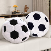 FPYWO soccer pillow plush round on a couch adds cozy style.