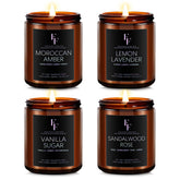 FF FRAGRFLOWING four-pack candles displayed for gifting and ambience.