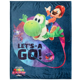 Franco Mario Yoshi galaxy throw blanket front view for cozy movie nights.