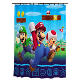 Franco Super Mario curtain panel 72x72 adds playful Nintendo-inspired style to bathrooms.