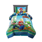 Franco Super Mario twin reversible comforter front view with iconic characters for playful bedtimes