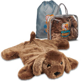Friendly Cuddle weighted lap blanket with plush dog provides sensory comfort.