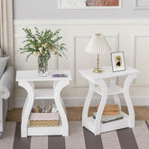 FROMJBEST end table with charging station for easy device charging in the living room