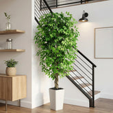 FSOHOI artificial ficus tree 6ft with white planter adds lush height to living spaces
