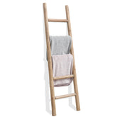 FUIN 57in wood blanket ladder displaying blankets for a cozy living space