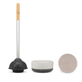 Full Circle Royal Plunge ceramic base shown with stylish, discreet storage by the toilet