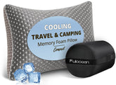 FulOcean small cooling memory foam travel pillow, compact for plane travel and easy packing.