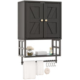 FUNHUKSON Farmhouse cabinet over toilet with open bottom for toilet paper storage