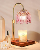Funistree pink candle warmer base with wooden stand for stable melting