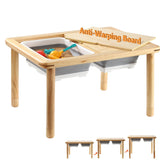 Funlio wooden sensory table top with 3-level height adjustment visible.