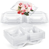 Funnymoom corsage box in clear front view showcases blooms vividly.