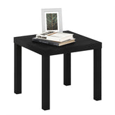 Furinno Classic Homey Square Parsons End Table top view with lamp and decor for living rooms.