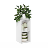 Furinno Fulda 2-tier narrow bookshelf in white, compact design ideal for small living spaces.