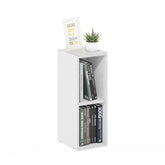 Furinno Fulda 2-tier narrow book shelf in white for compact storage in small rooms