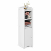 Furinno Fulda slim-profile cabinet in white for tight bathrooms.
