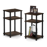 Furinno Just end table in Columbia Walnut/Black with compact living room storage.