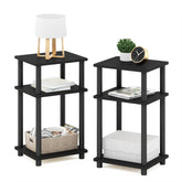 Furinno Just 3-Tier End Table Americano-Black, side view for compact living spaces.