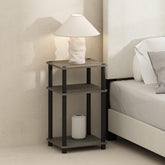 Furinno Just Night Stand top view shows open storage beside the bed