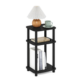 Furinno Just side table with three tiers and Turn-N-Tube connection for versatile storage.