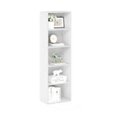 Furinno LUDER 5-tier book shelf with open shelves in white for living room display.