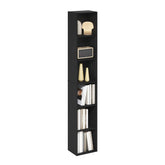 Furinno LUDER 6-tier open-front bookshelf designed for compact spaces, displaying books and decor.