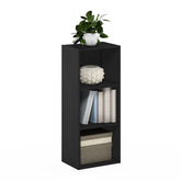 Furinno LUDER 3-cube shelf with open shelves in Blackwood for compact storage.