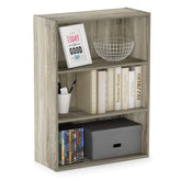 Furinno Pasir 3-Tier Book Shelf close-up showing sturdy back panel for stability.