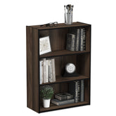 Furinno Pasir 3-tier book shelf with wide shelves for easy living room storage.