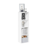 Furinno PASIR 4-tier bookshelf front view demonstrates slim, space-saving design