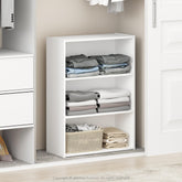 Furinno Reed 3-tier closet organizer front view showing accessible wardrobe storage.