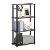 Furinno Turn-N-Tube 4-tier shelf during assembly showing screw-free connection