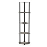 Furinno Turn-N-Tube corner shelf 5-tier for efficient display in tight living spaces.