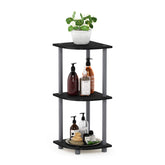 Furinno TURN-N-TUBE corner shelf shown during tool-free assembly and compact footprint