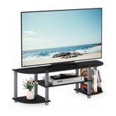 Furinno Turn-S-Tube wide TV stand top surface supports up to 55 inches.