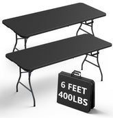 FurniEdge 6ft folding table in black, sturdy for dining and events.