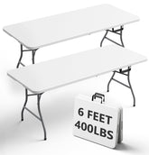FurniEdge 6ft folding table setup with ample surface for dining and serving.