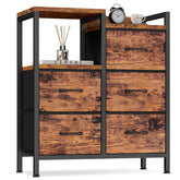 Furnulem 5-drawer dresser front view showing ample fabric drawers for organized storage.