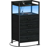 Furnulem night stand front view with charging station for easy device charging.